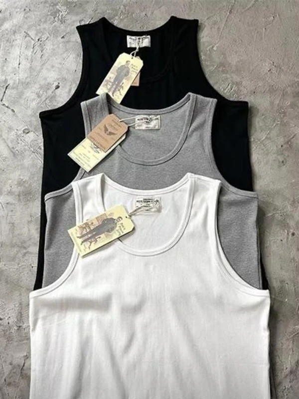 American Style Ins Trendy Brand Men's Slim Fit Ribbed Training Vest Summer Basic Quality Sport Black Top Moisture Wicking rou...