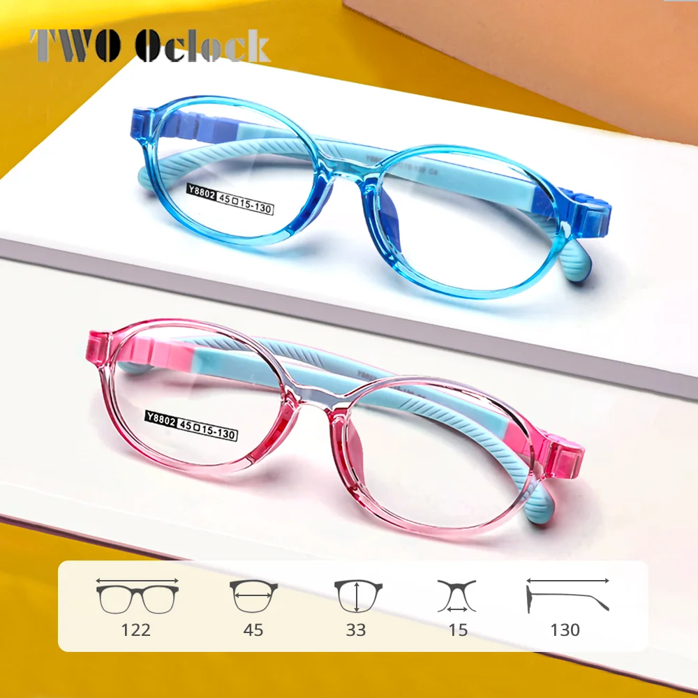 Flexible Kids Eyeglasses Frame Clear Anti Blue Light Glasses Child Girl Boy Optic Frame Zero No Diopter Detachable 45 15 130