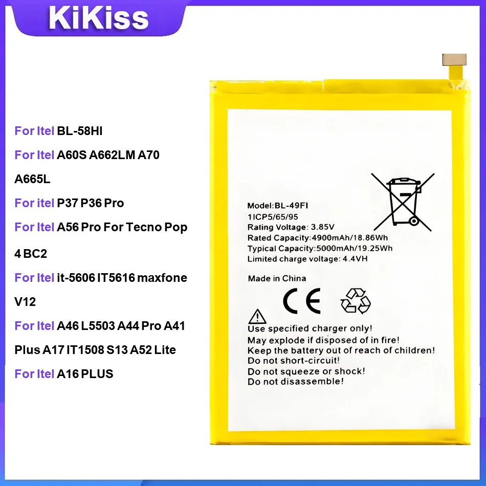 

Battery For Itel BL-58HI A60S A662LM A70 A665L P37 P36 Pro A56 Pro For Tecno Pop 4 BC2 it-5606 A46 L5503 A16 PLUS A52 Lite