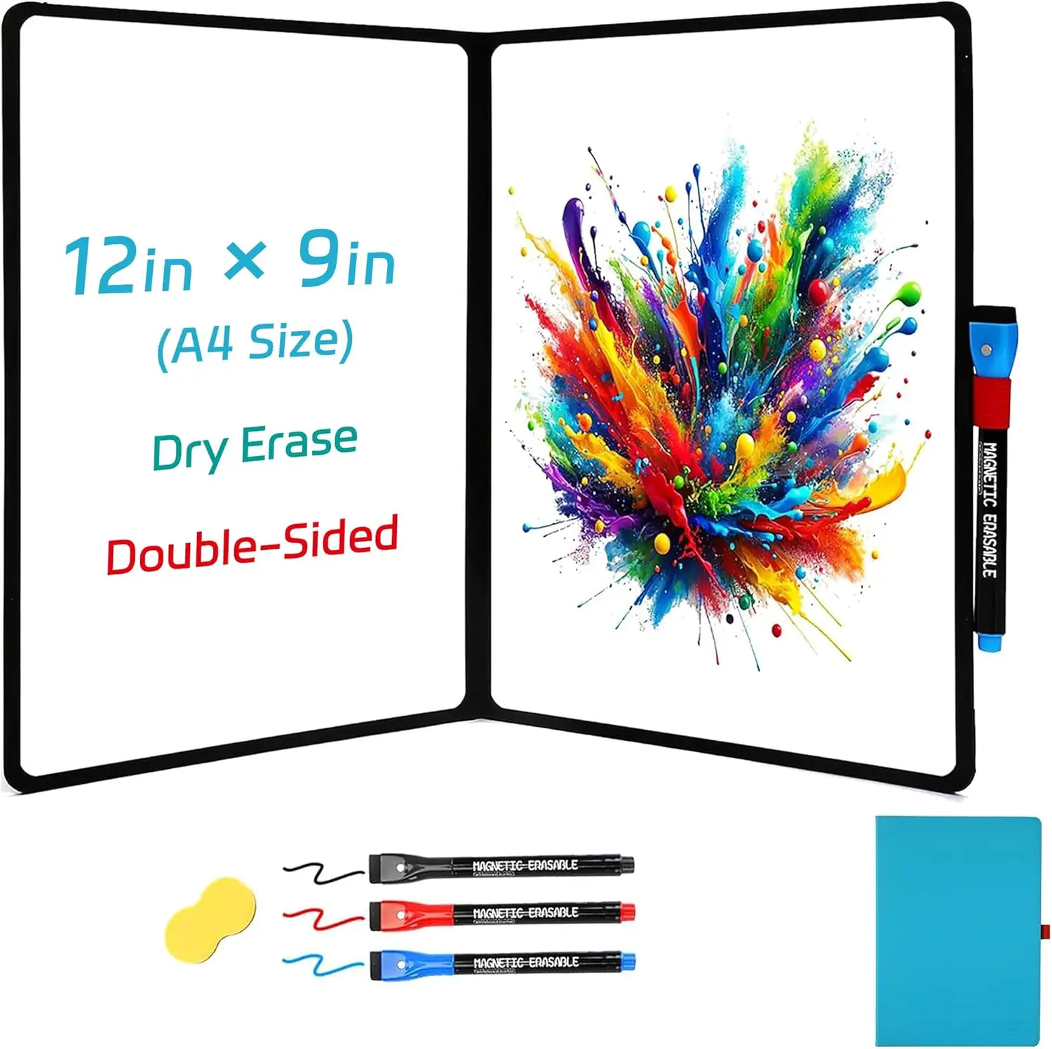 Double-Sided Whiteboard 12x9 Inch Portable Dry Erase Board with Markers and Eraser for Office Education Home Use - Durable and