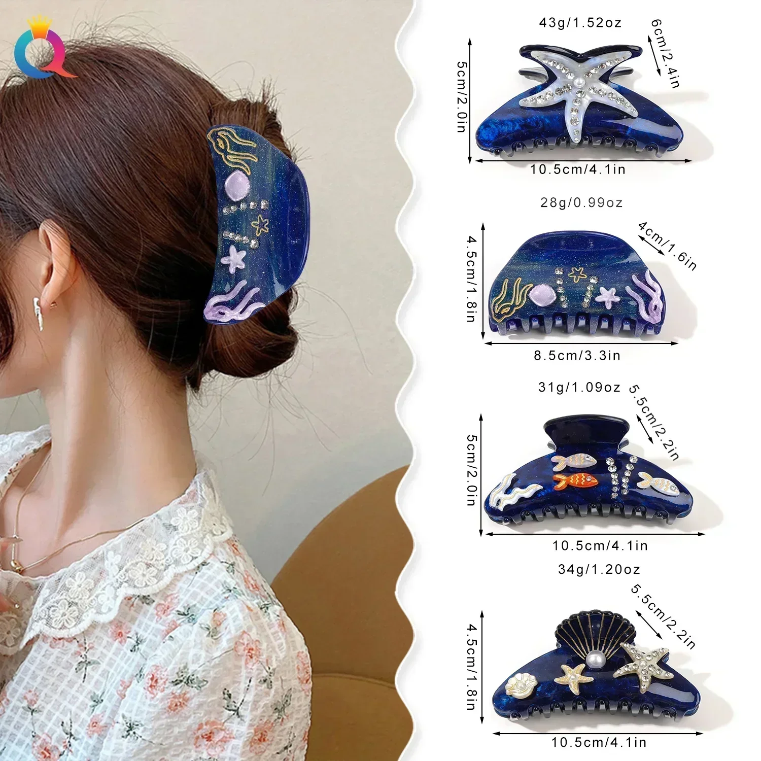 Sea Animal Octopus Starfish Hair Clip Personalized Fashion Women's Back of The Head Gripper Holiday Girl Hair Accessories Gift