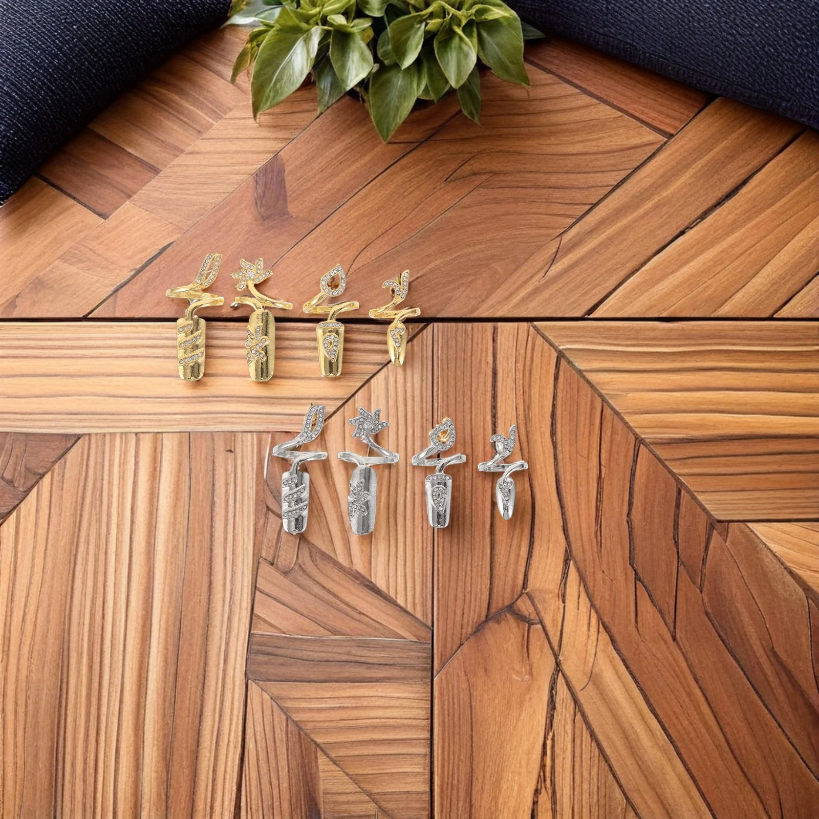 

8Pcs Fingernail Rings Adjustable Alloy Nail Art Charms Lightweight Manicure Jewelry for Party Daily Wear Fingertip Decorative