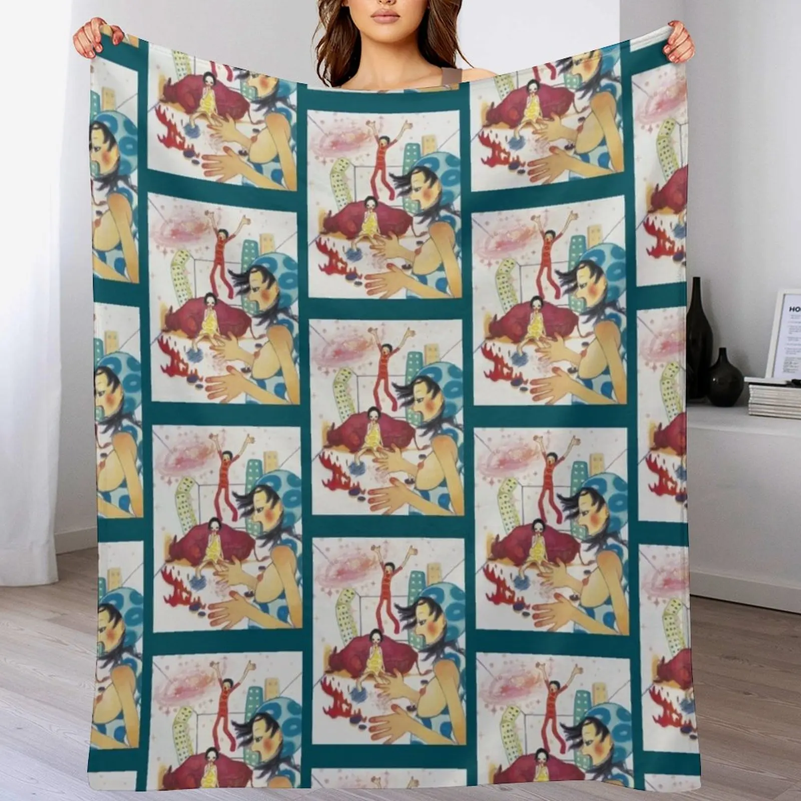 Aya Takano Throw Blanket Bed linens Luxury Designer Blankets