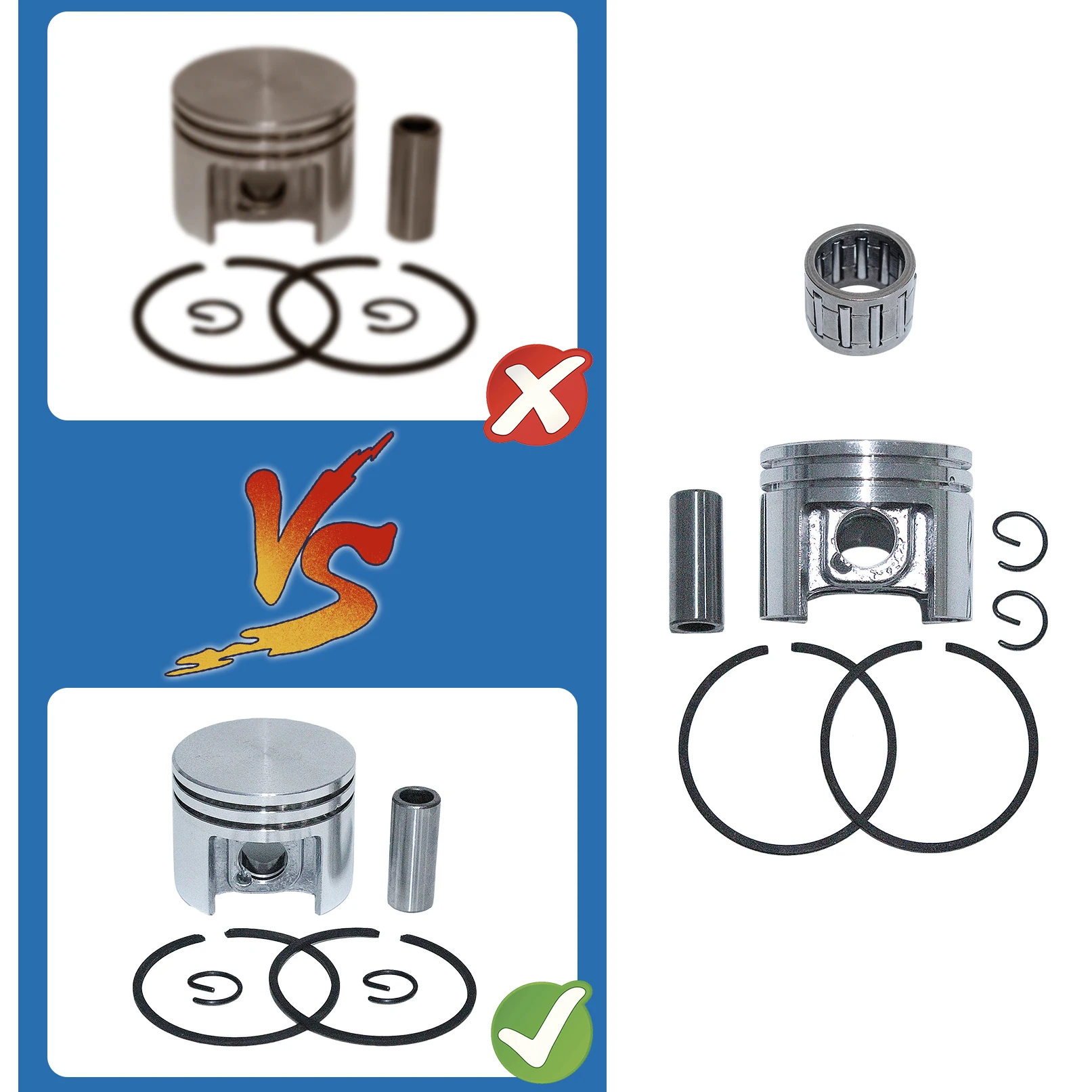 38mm Pierścienie tłokowe 10mm Łożysko igiełkowe z pierścieniem zabezpieczającym do piły łańcuchowej STIHL MS180 018 MS 180 Część zamienna 1130 030 2004 бензопила
