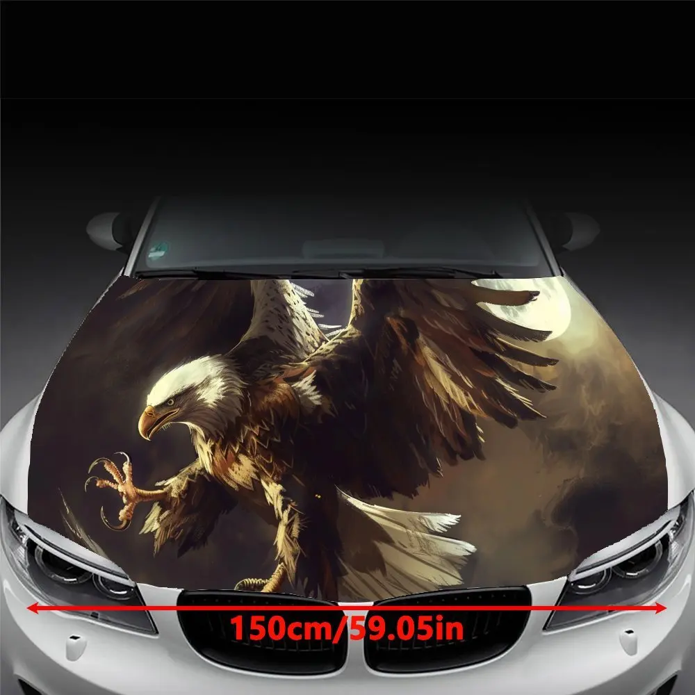 The White-tailed Eagle Soaring Gracefully Under The Moonlight. Car Hood Decal Sticker Wrap Vinyl Film Car Hood Protective Film G