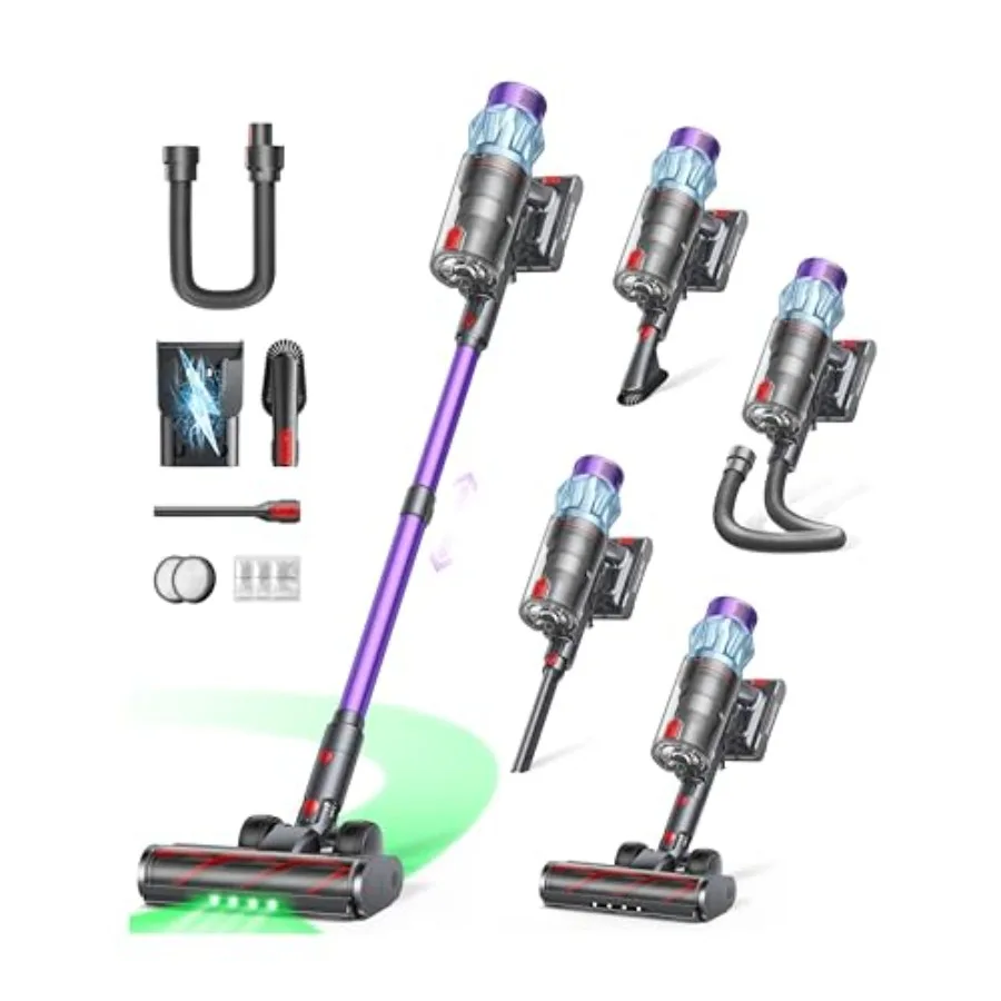

Cordless Vacuum Cleaner for Home, Car, Pet Use: 70min Runtime, 650W, 55KPA, Self-Standing, 3.3Ft Hose, Auto Mode, Wall Mount Ch