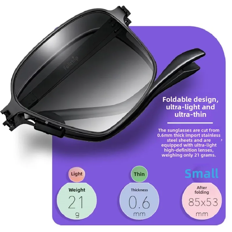 Feliztrip Foldable Sunglasses Sunglasses Ultra-Light Screwless Polarized Lenses UV Protection Anti-Blue Light TR-G558