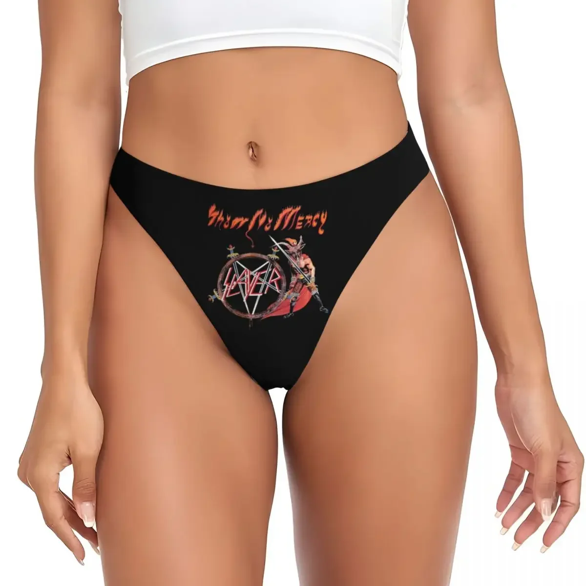 

Custom S-Slayers Show No Mercy Wallpaper G-string Underwear Women's Breathable Stretch S-slayers Heavy Metal Thong Panties