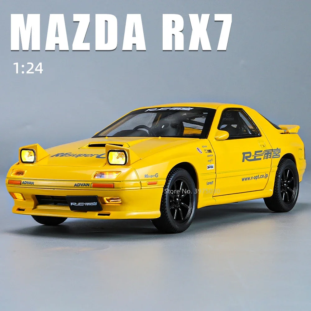 체중계 마쓰다 RX7-FC 장난감 자동차 모델, 합금 다이캐스트 풀백 미니어처 자동차, 사운드 라이트 모델, 남아용 컬렉션 선물, 1:24