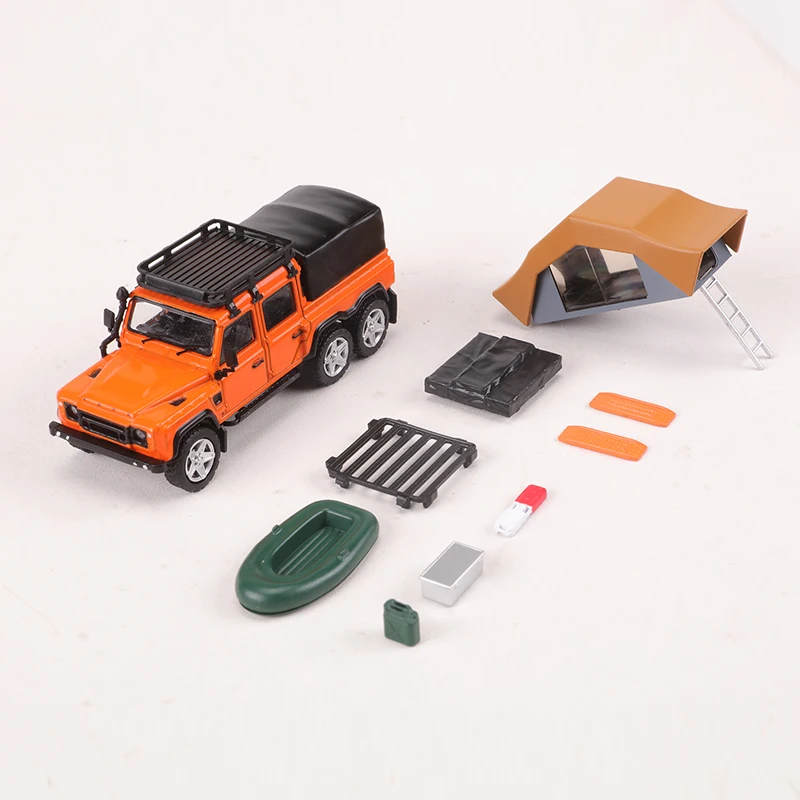 GCD 1:64 Land Rover Defender 6x6 ordinary Green /Orange/White RHD Diecast Model Car