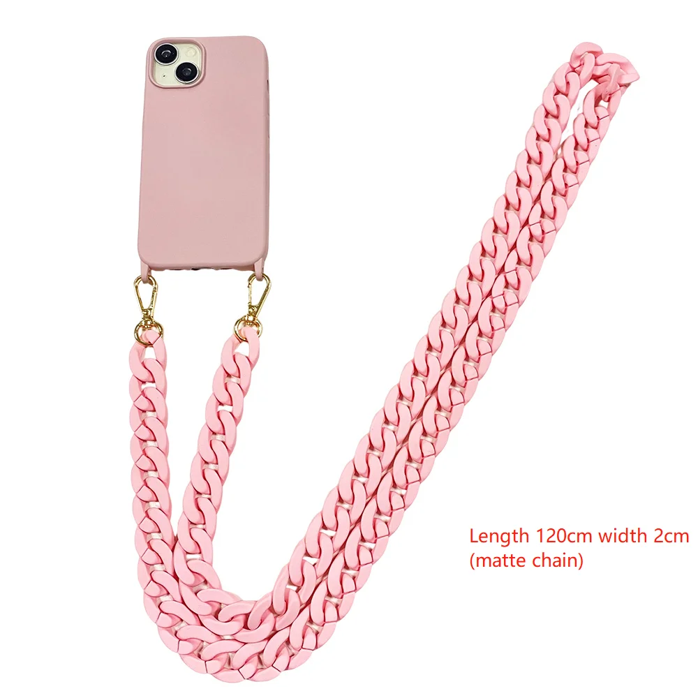 New Color Matte Acrylic Phone Case Chain Women Portable Acrylic Bag Chain For iPhone 14 pro max 13 15 Pro 11 Chain Accessories