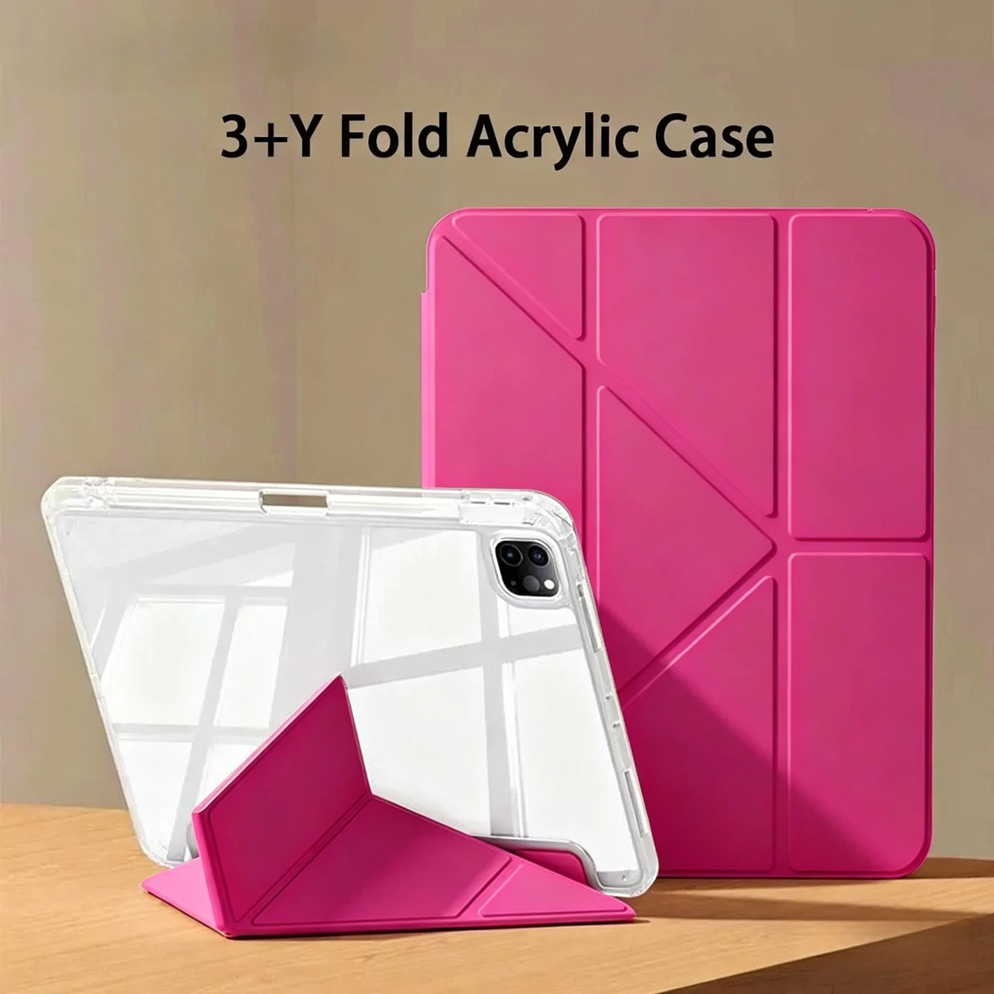 Y-Fold Case with Pen Holder & Crystal Clear Design – Compatible with IPad 11/10/9/8/7, Air 10.9/11, Mini 6/7th Gen, Pro 11