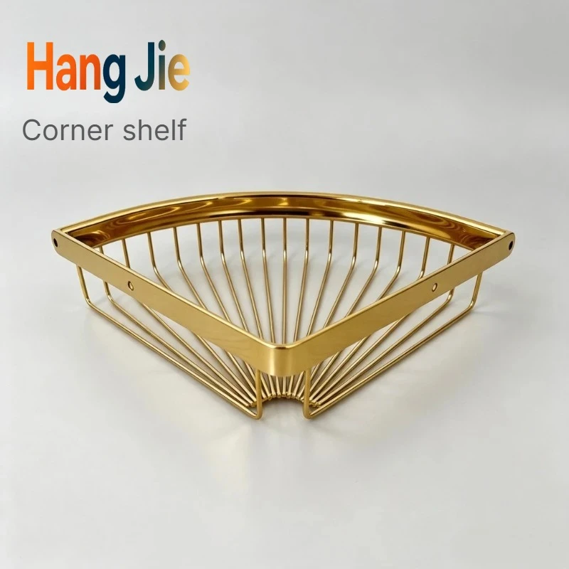 Luxury  Stainless Steel Bathroom Corner Shelf, Tall Thickened Fan-Shaped Mesh Basket Rustproof Minimalist Shower Organizer