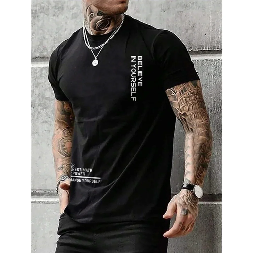

2025 Summer Europe and the United States Selling Casual Simple 3D Printed Men's T-shirt Oversized Loose Daily Street Wear Top