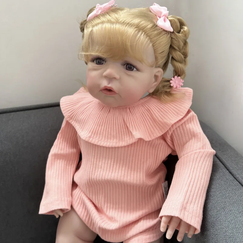 NPK 24 '' Pelle 3D di alta qualità con vene visibili Bambola fatta a mano Sandie Reborn Baby Dolls Molto realistici Tocco morbido