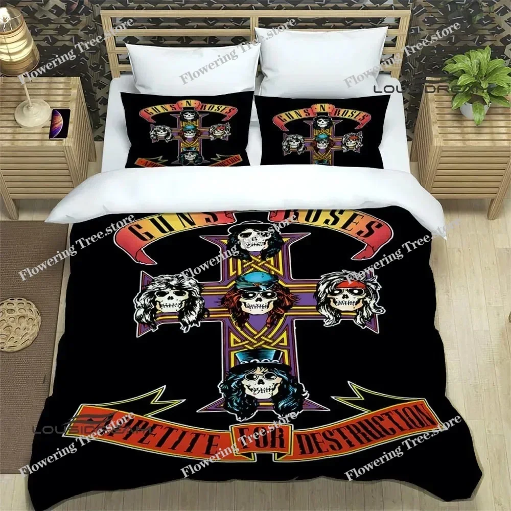 

Guns N'roses Band Retro Bedding Sets Exquisite Bed Supplies Set Duvet Cover Bed Comforter Set Bedding Set Luxury Birthday Gift02