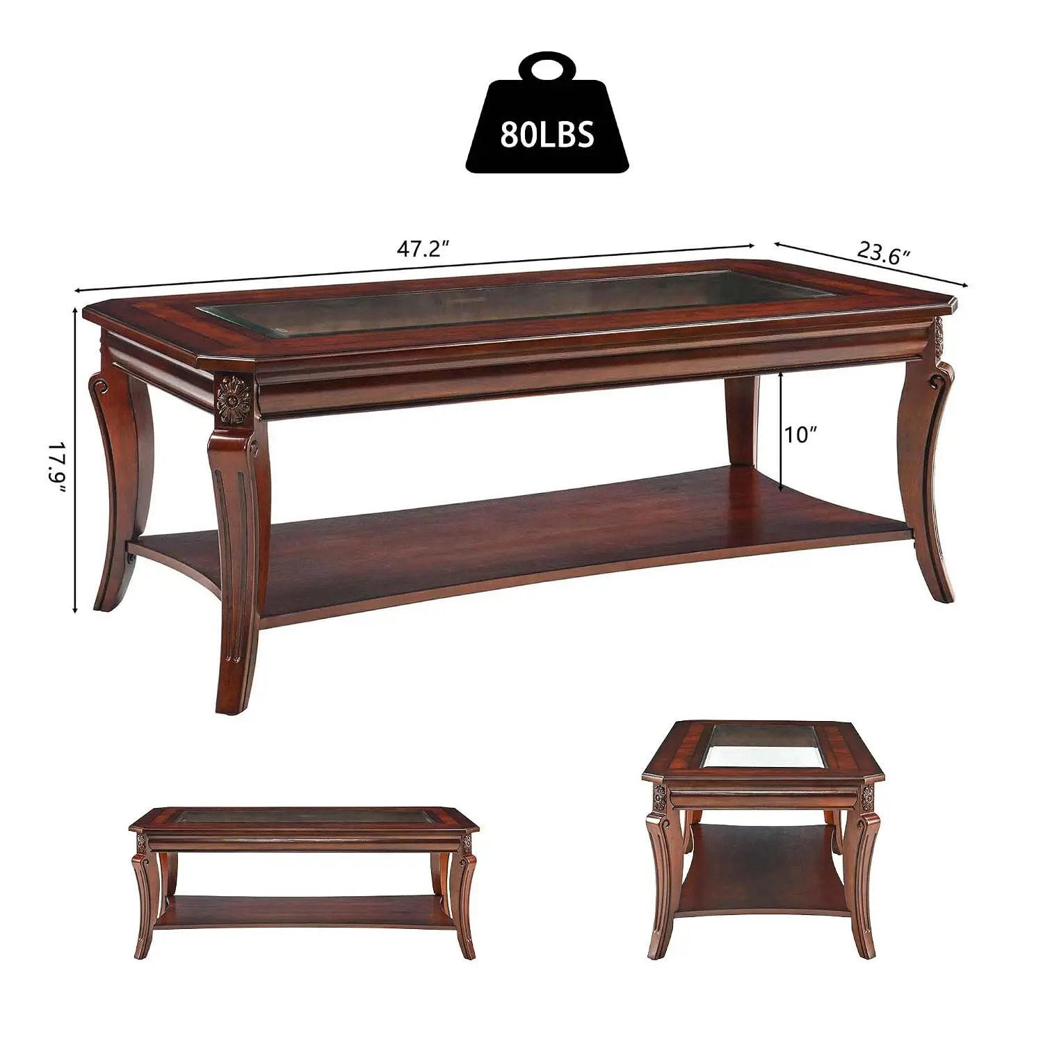 Vintage Glass Top Coffee Table 47
