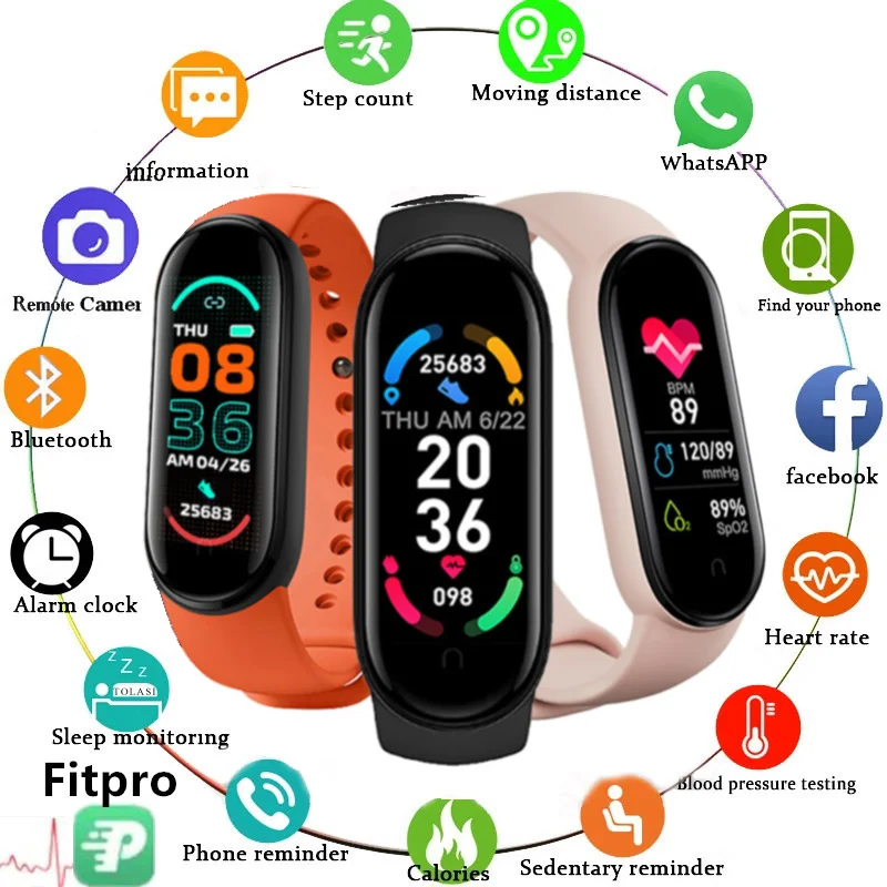 2021 New M6 Smart Watch Men Women Fitness Sports Smart Band Fitpro Version Bluetooth Music Heart Rate Take Pictures Smartwatch