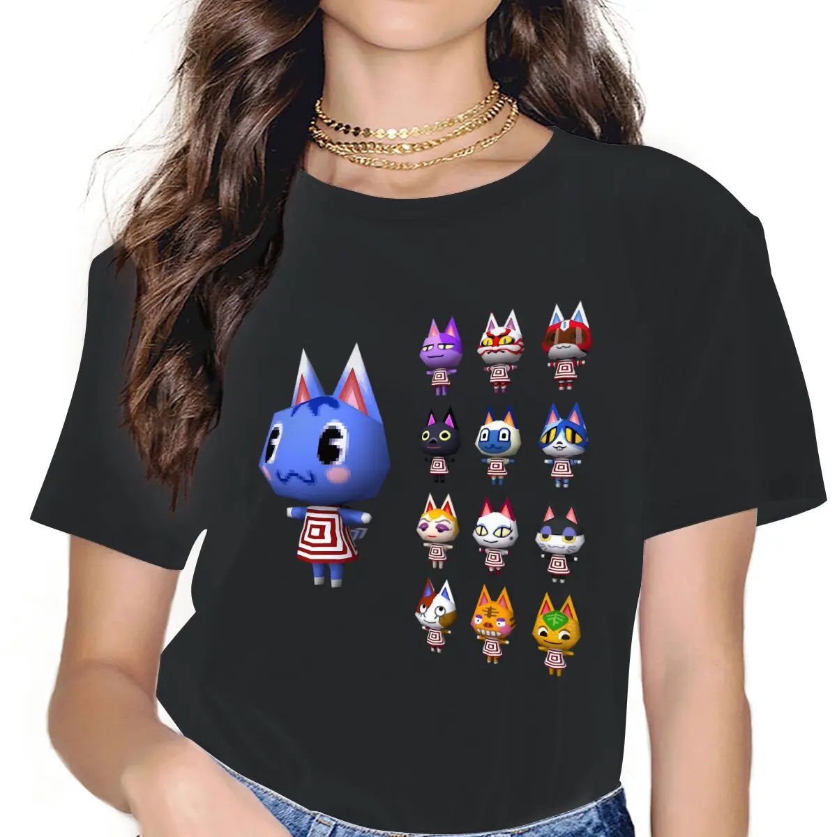 Game Figure  Female Shirts Animal Crossing Virtual Game Life Large Vintage Women Top Harajuku Casual Feminine Blusas