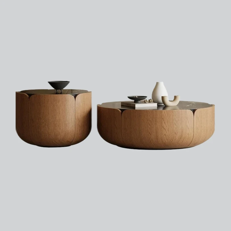 Italian minimalist marble coffee table villa living room high-end light luxury round coffee table combination