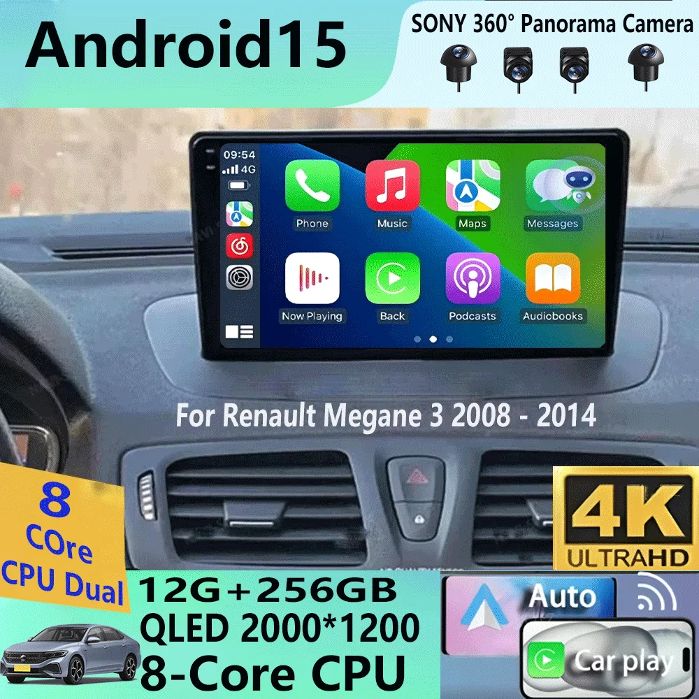 

Android15 For Renault Megane 3 Fluence Samsung SM3 2008 - 2014 Car Radio Navigation Multimedia video Player DSP BT Carplay