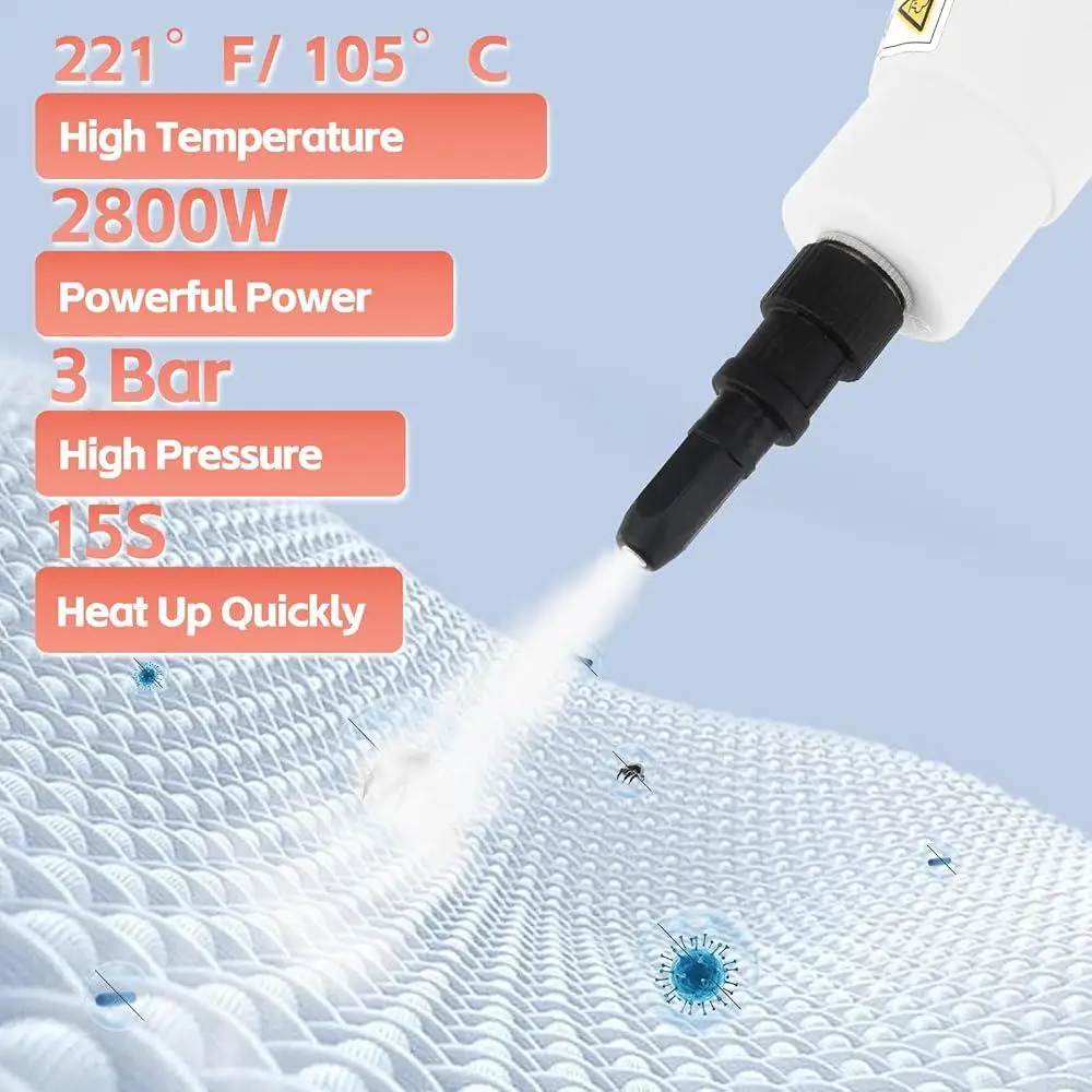 Handheld Steam Cleaner High Pressure Steamer with Touch Screen 1100ML Water Tank Fast Heat Up Continuous Steam Home Cleaning