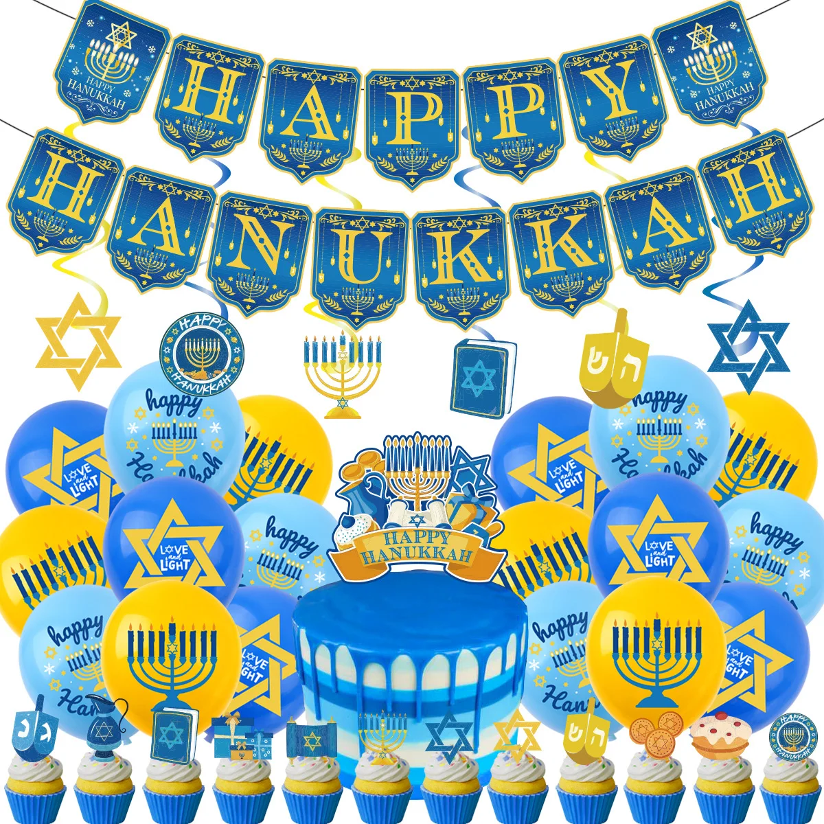 Happy Hanukkah Banner Kits Banners Decorations Flags Balloons Ribbons Party Home Party Supplies Celebrate Cherish the Eyes