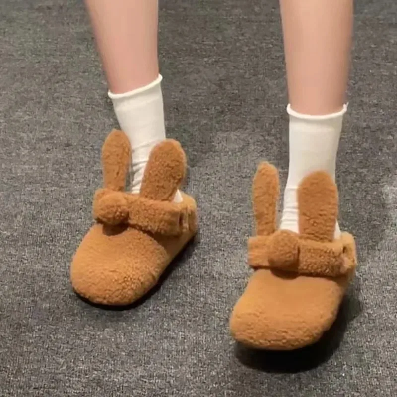 

Женская осенне-зимняя новая теплая хлопковая обувь с круглым носком и глубоким носком на мягкой подошве, милая плюшевая обувь на платформе с полумесятью