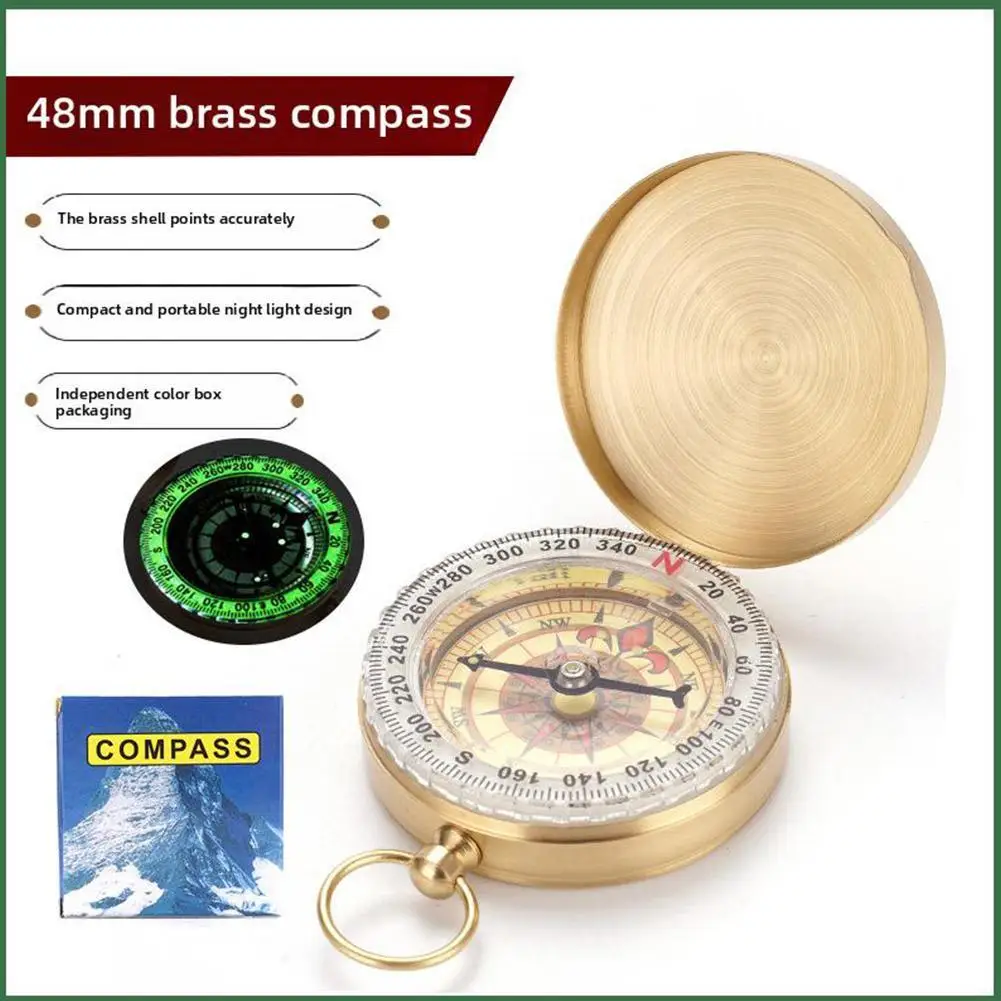 Pure Copper North Needle G50 Pocket Watch Flip Up Compass Outdoor Mountaineering Multi Functional With Cover Night Light Compass