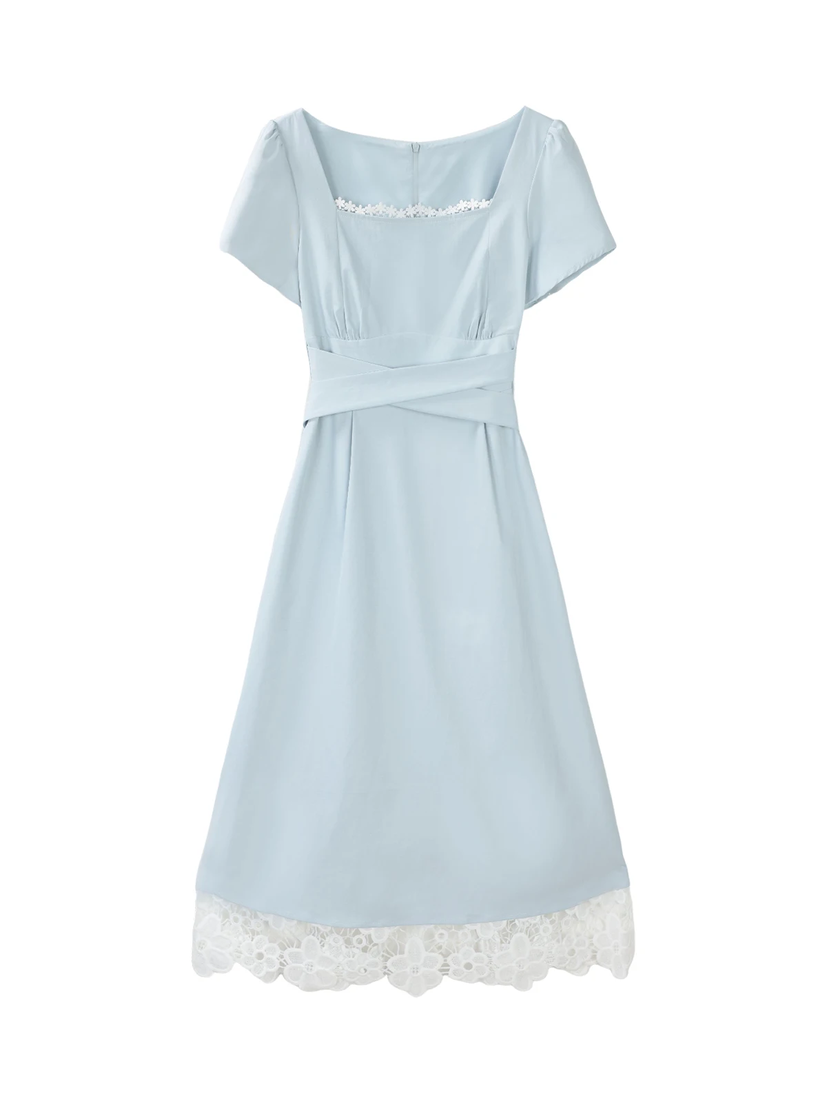 

Женская юбка Ele Blue Coast Summer Salt-Layered Lace с завышенной талией, в стиле пэчворк, А-силуэт, с квадратным вырезом