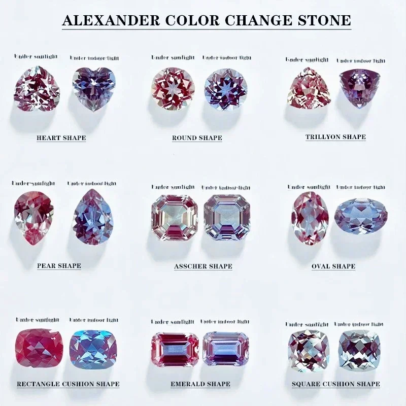 

Lab Alexandrite Color Change Stone Multi-shapes Czochralski Method Gemstone Selectable AGL Certificate Charms for Jewelry Making
