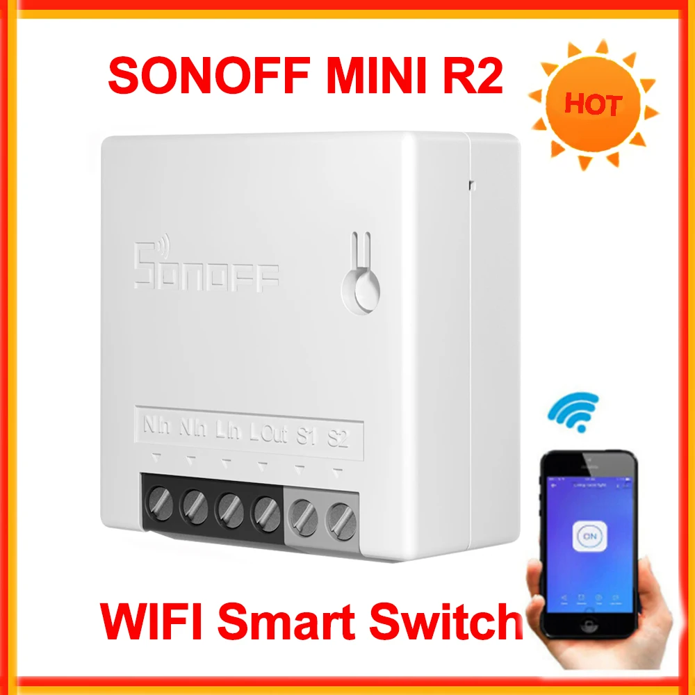 

Sonoff-mini R2 Wi-Fi переключатель, двухсторонний умный переключатель, таймер для маленького корпуса, телефон, модуль дистанционного управления, работа с Alexa Google