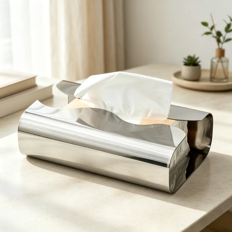 Stainless Steel Tissue Box Cover Luxury Desktop Napkin Holder for Living Room Hotel Cafe Guesthouse Table Decor 스테인리스 티슈 케이스