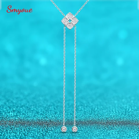 Moissanite Flower Long Chain Necklace