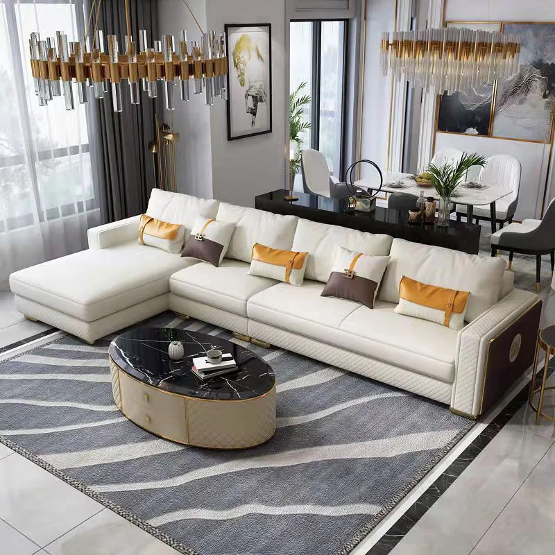 Hot Sale Living Furniture Simple Design Cheap Price Microfiber Leather Light Luxury Sectional Office Sofa with Armrest for Sale