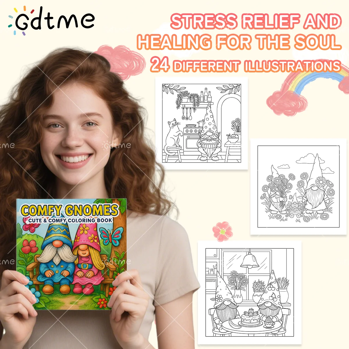 COMFY GNOMES: Malbuch für Erwachsene mit niedlichen, gemütlichen Alltagsaktivitäten zur Entspannung (gemütliche Räume zum Ausmalen) – Detail 4