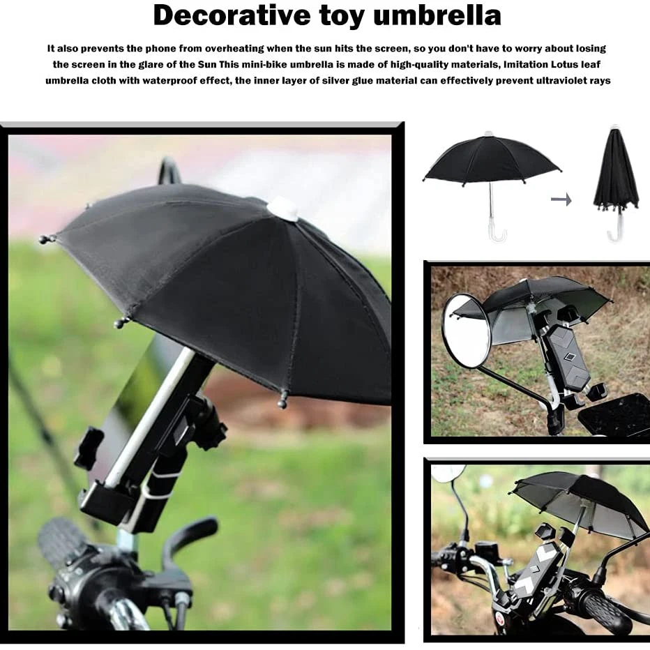 Mobile Phone Umbrella Motorcycle Stand Waterproof Windproof Prevent Sun Portable Mini Umbrella Riding Red