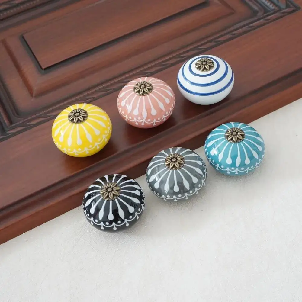 Ceramic Knob / Dresser Knobs White Blue Cabinet Pulls Knobs / Unique Kitchen Door Handle Knob Furniture Hardware