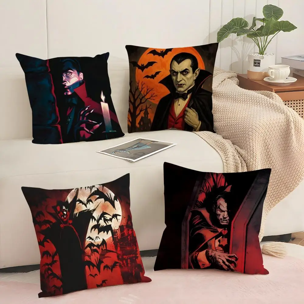 Dracula Cushion Cover Silky Short Plush with Invisible Zipper Dustproof Sofa Pillow Cover for Home Decor