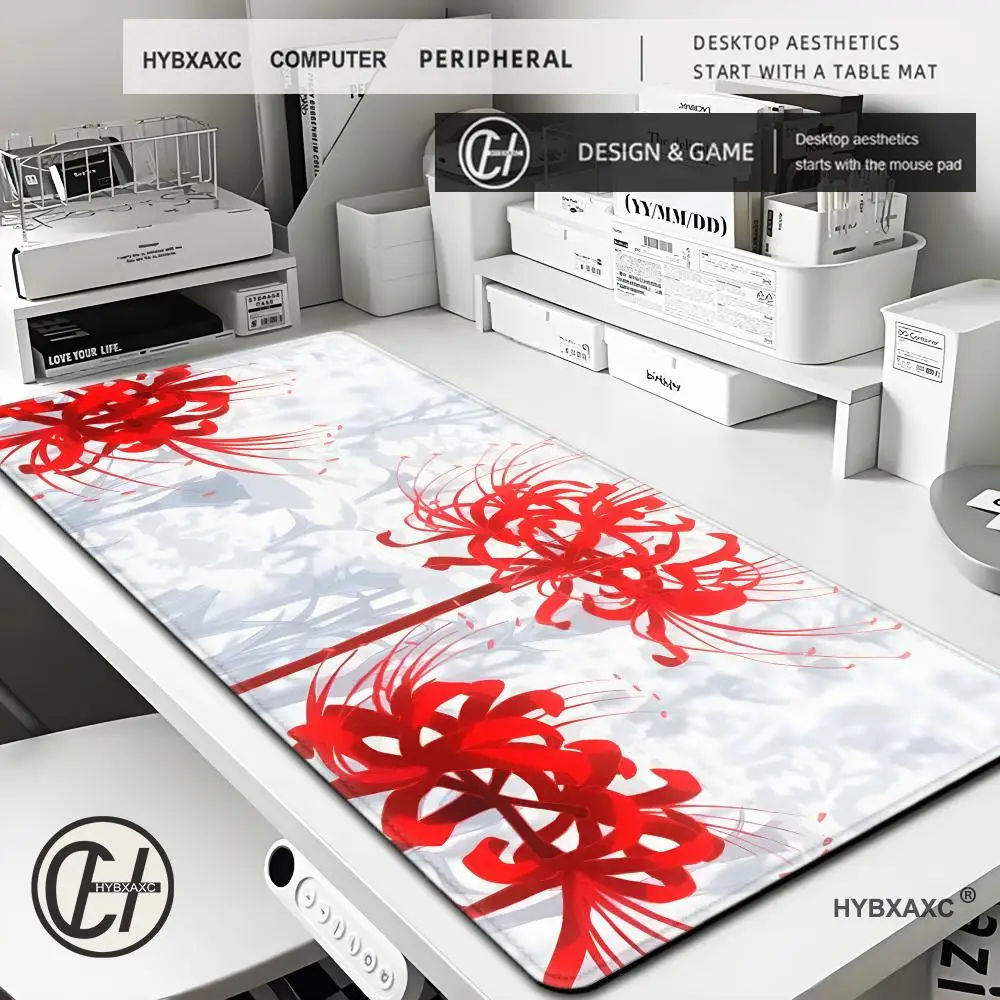 

Mouse Pad Red Spider Lily Gamer XL New Home XXL Mouse Mat Playmat Soft Carpet Natural Rubber Non-Slip Laptop Table Mat HYBXAXC