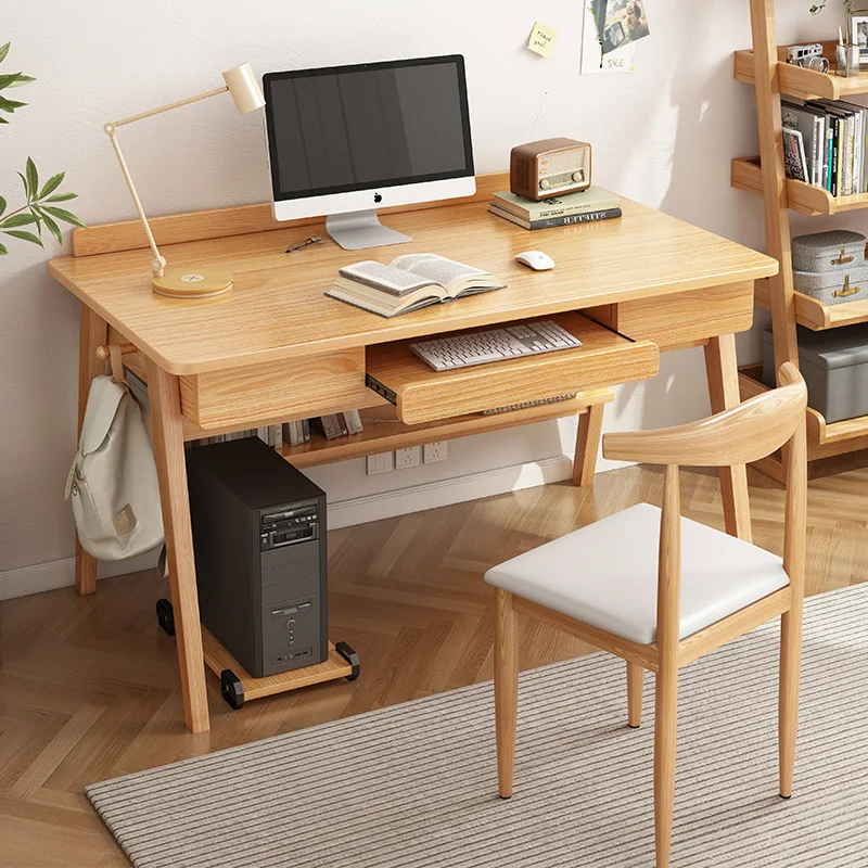 !@Factory Sales Modernity Home Computer Desk Small Solid Wood with Convertible Metal Drawers