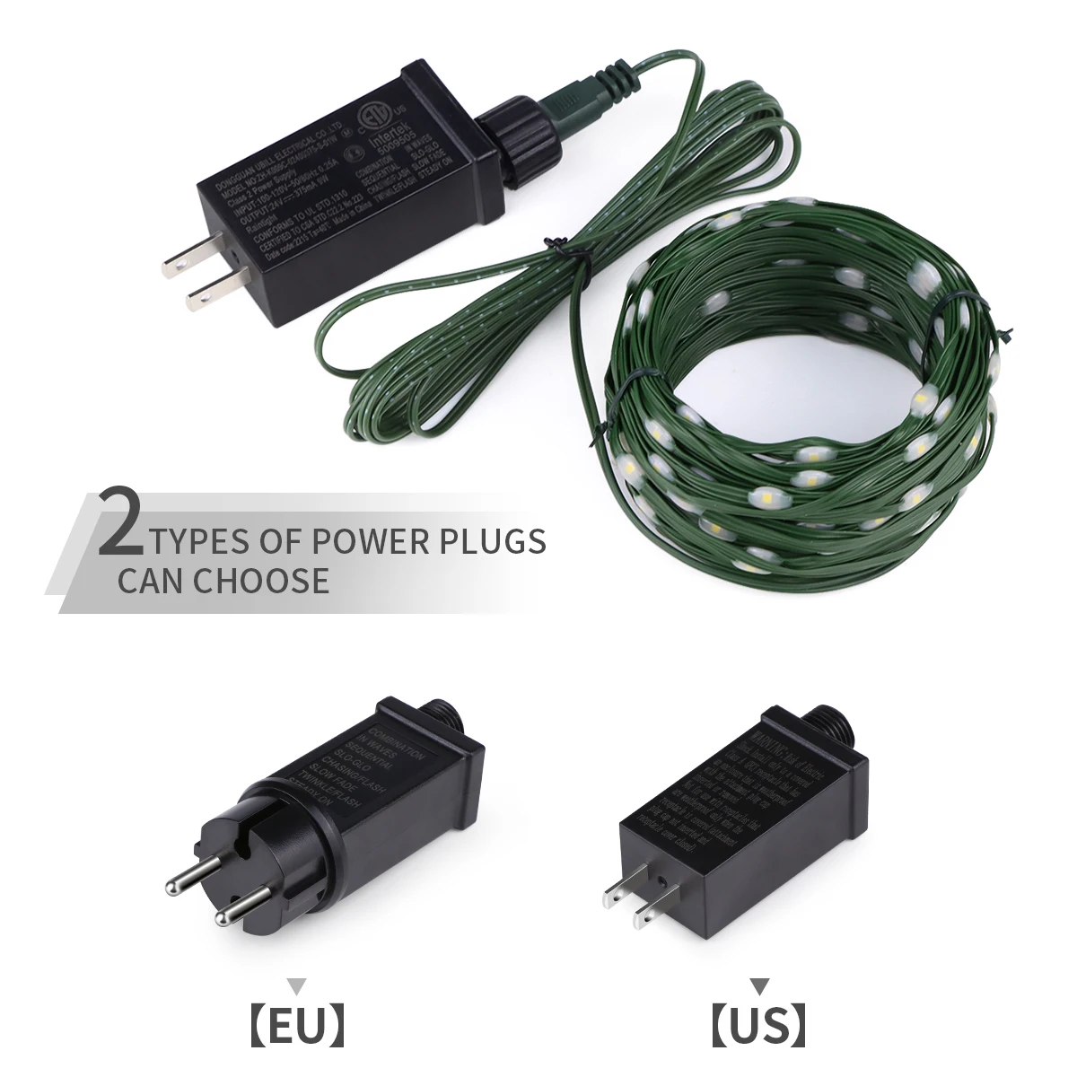 Lampu Natal LED kawat hijau, lampu peri kulit kabel hijau, dekorasi karangan bunga pesta pernikahan luar ruangan tahan air 50M 100M 24V