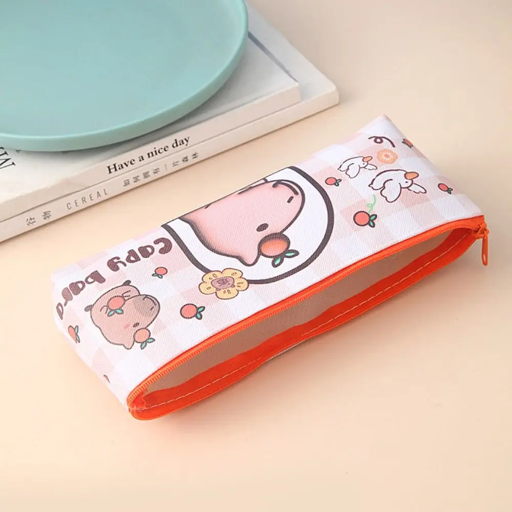 Storage Bag Capybara Coin Purse Stripe PU Leather Cartoon Makeup Lipstick Bag Large Capacity Money Bag Small Square Handbag