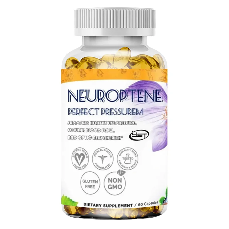 Blueberry eye supplement, containing eye vitamins such as coenzyme Q10, niacinamide, grape seeds, and saffron, in 60 capsules
