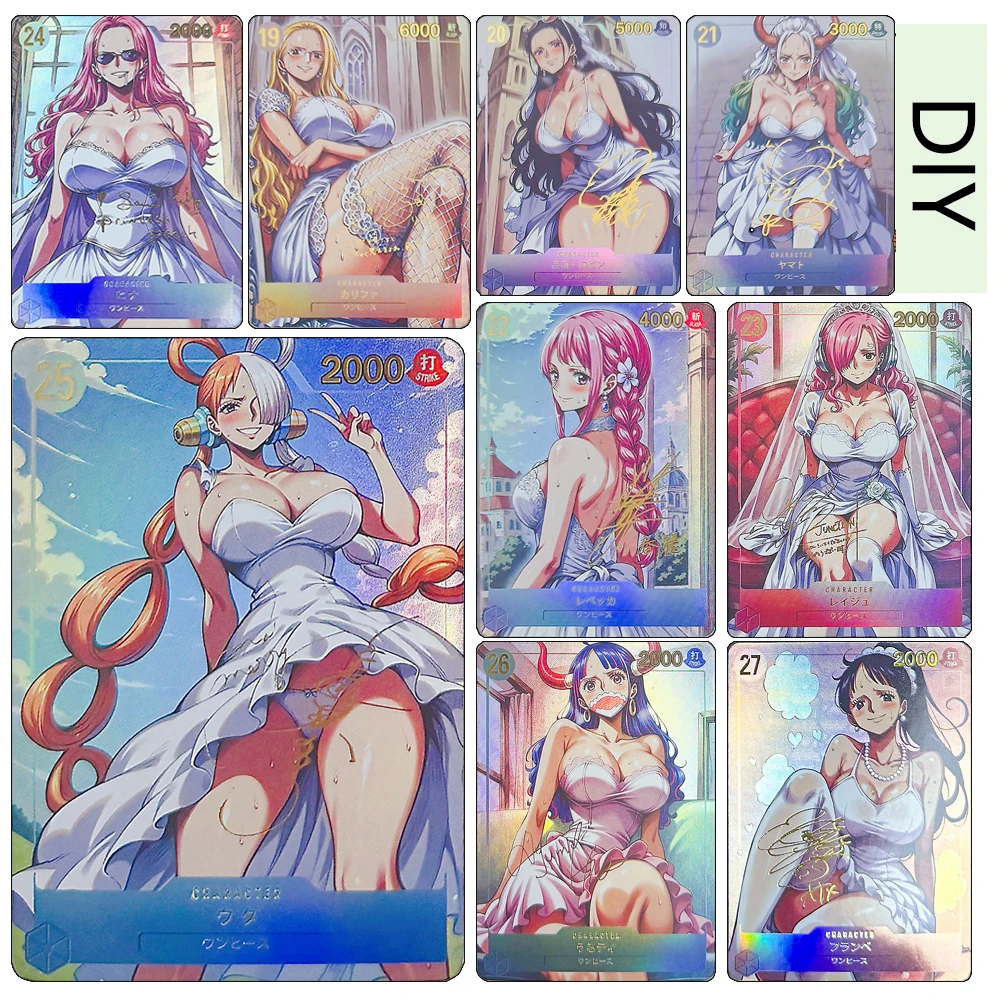 

homemade Vinsmoke Reiju Uta Vivi Yamato Nami Hancock DIY 9PCS/SET Textures Rainbow flash collectible cards holiday gifts
