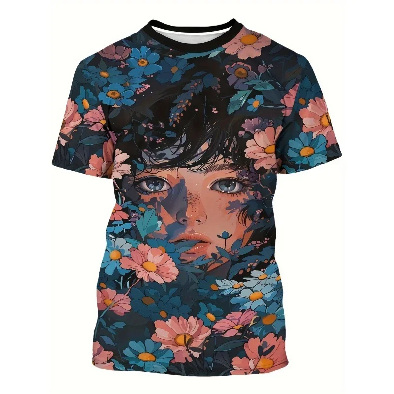 Neue Mode Europa und Amerika Retro Graffiti Herren T-Shirt Sommer Trend Lässiger Persönlichkeits-Streetstyle Bedruckte Kurzarm-Shirts