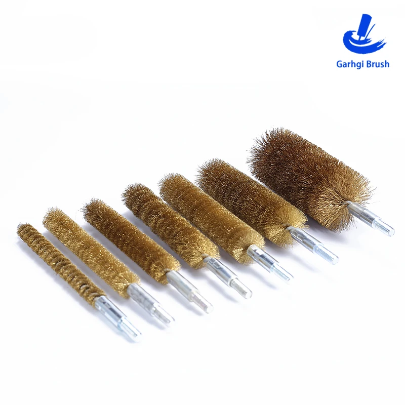 Copper Wire Brushes in Twisted Wire Brush for Cleaning Deburring Rust Removing Surface Finishing Innerhole Crosshole Power Drill