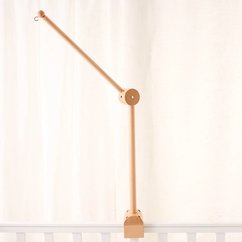 Crib Mobile Bed Bell Arch Bracket Baby 0-12Months Wooden Mobile Hanging Rattles Toy Music Box Holder Decorative Arm Bracket Gift