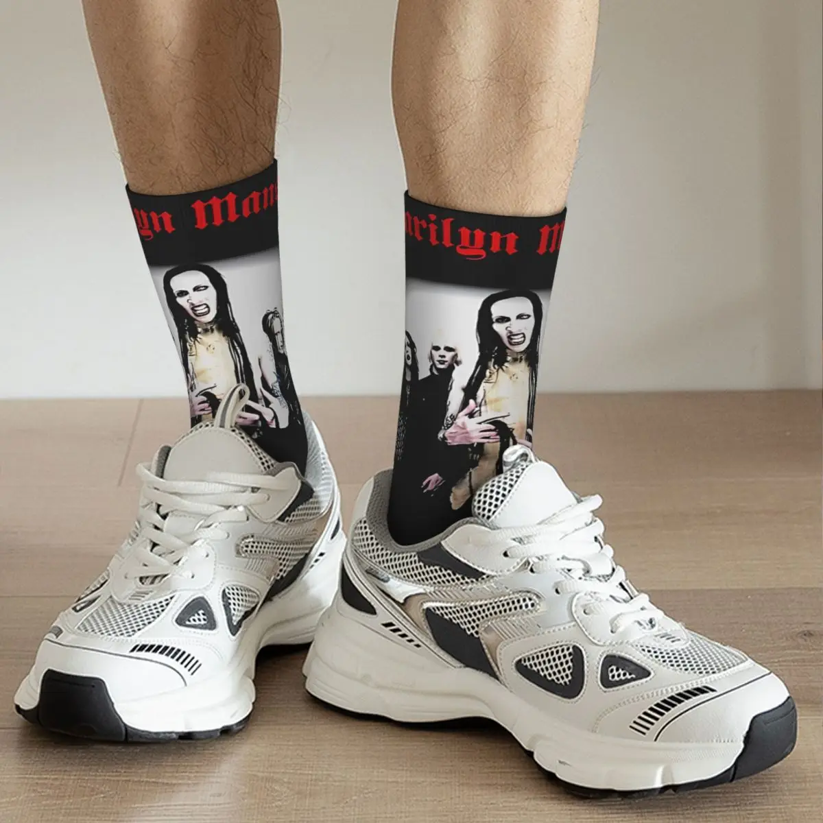 Crazy Women\'s Socks Marilyn Manson Alternative The Legends Merchandise Cute Skateboard Socks All Season