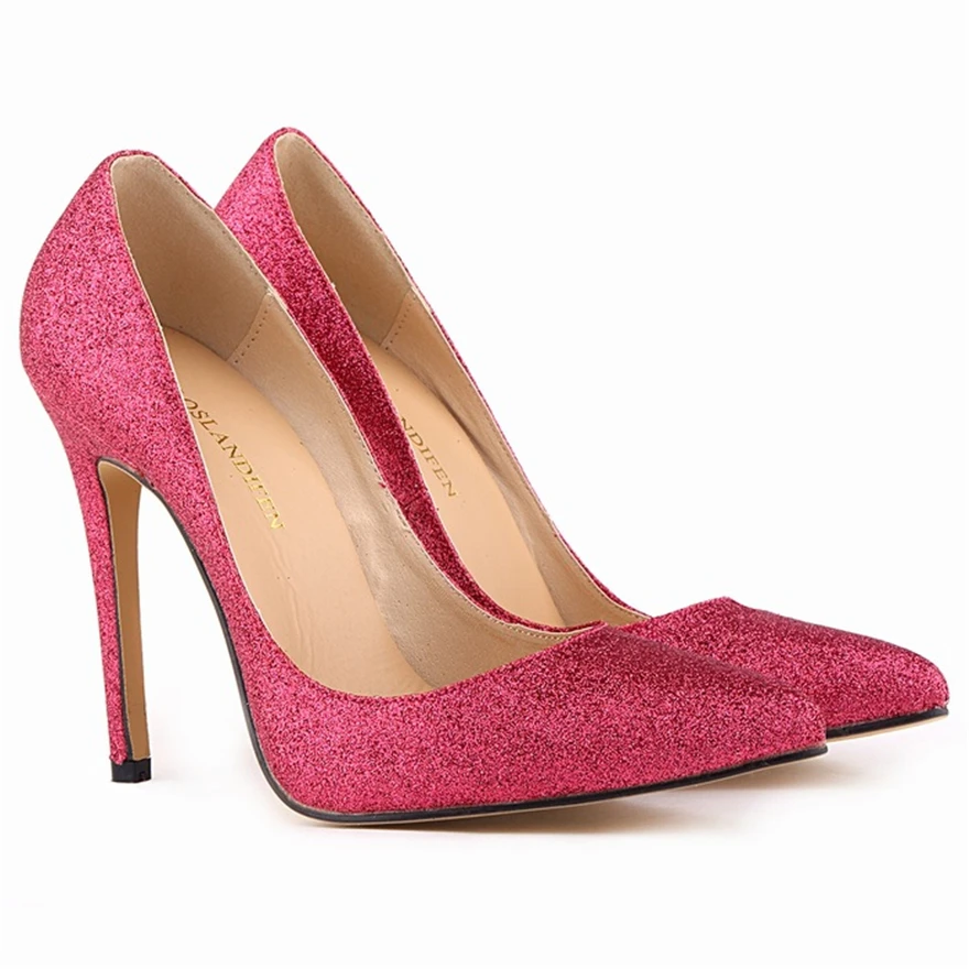 

2022 Spring Wedding Women Pumps Shallow Fashion Sequined Cloth High Heels Shoes Pointy Toe Pink Red Gold Dress Ladies Party Shoe